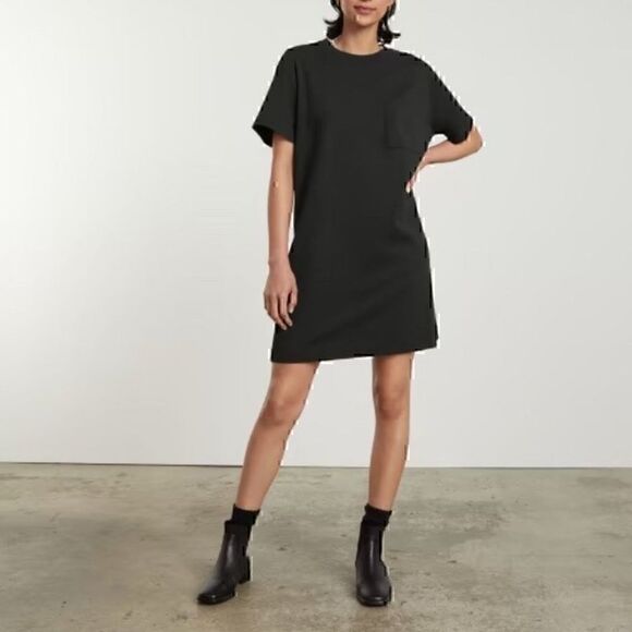 NWT Everlane Black Pocket Tee Shirt Weekend Dress Black XS - Picture 2 of 5